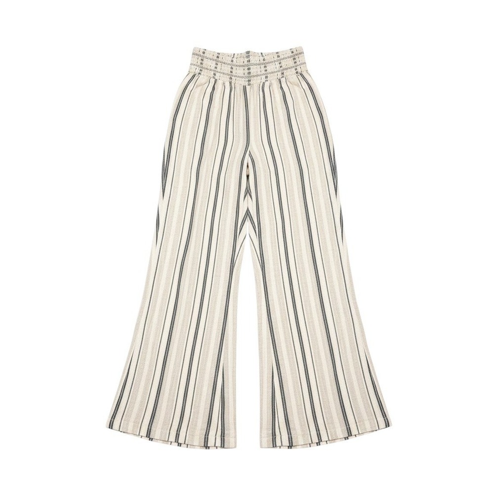 Rewash Wide Leg Pants XL Beige Striped Linen Blend Smocked Waist Boho Summer - Picture 2 of 8